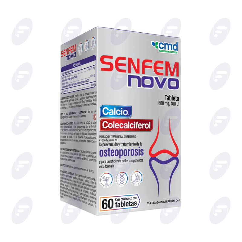 SENFEM NOVO 600MG/400UI CAJA C/ FCO  C/60 TABLETAS