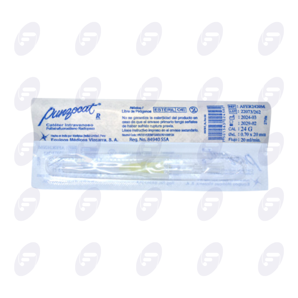 PUNZOCAT VIZCARRA CATETER IV CAL 24G AMARILLO