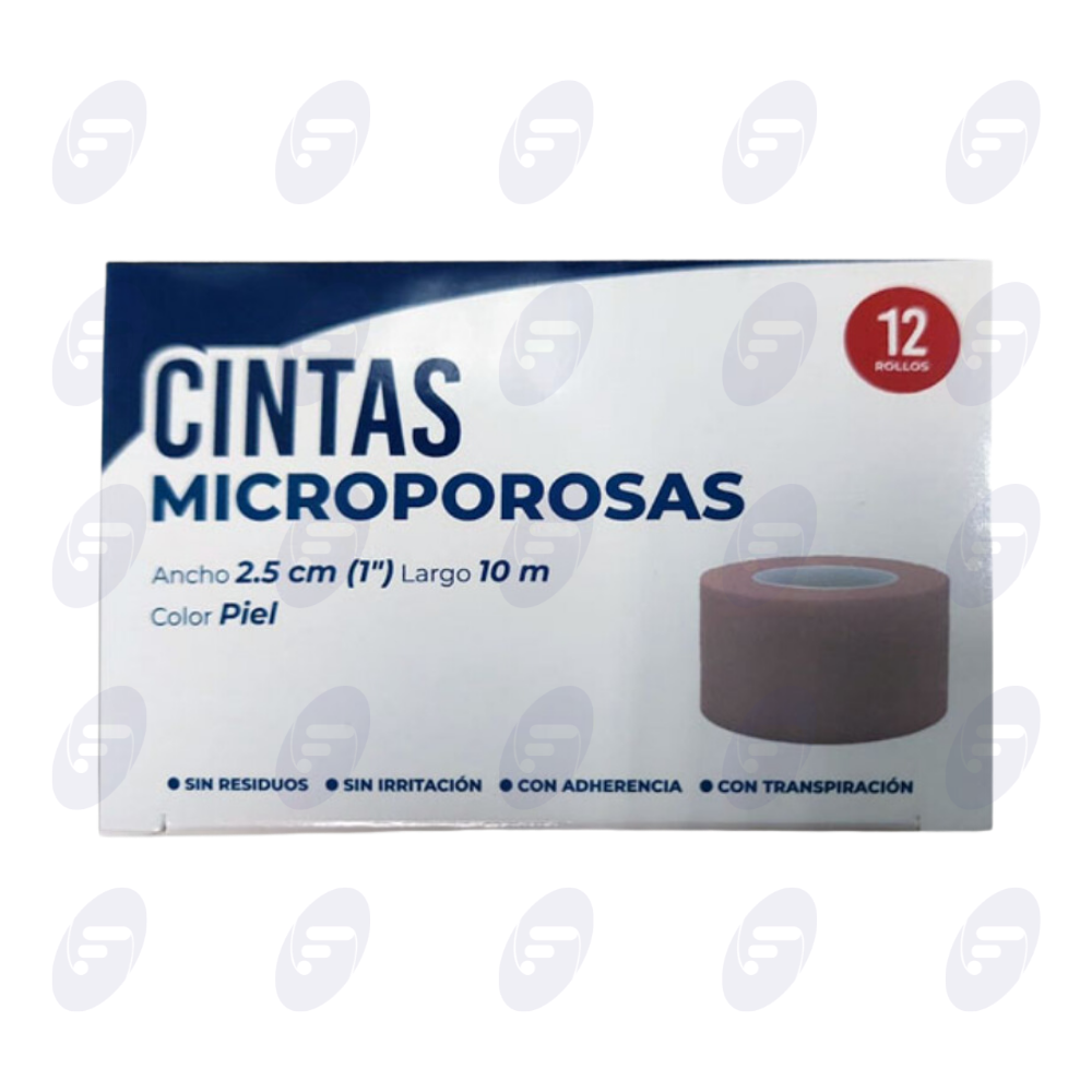 CINTA MICROPOROSA PIEL CINTAPORE 2.5CMX10M CAJA C/12 PIEZAS