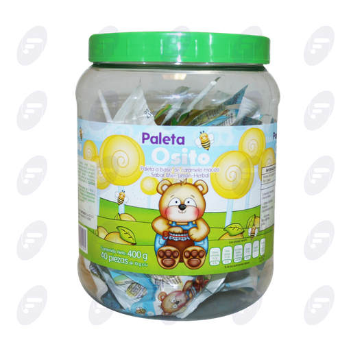 [091065] PALETA OSITO 400G VITRO C/40PALETAS 10G