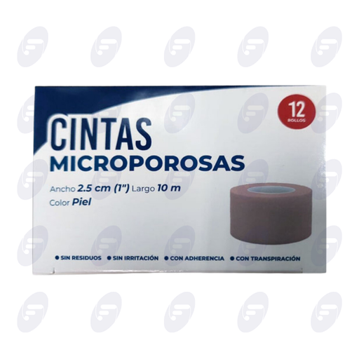 [223013] CINTA MICROPOROSA PIEL CINTAPORE 2.5CMX10M CAJA C/12 PIEZAS