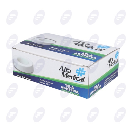 [155542] TELA ADHESIVA BLANCA  ALFA MEDICAL 1.25CMX10 MTS CAJA C/24PZ