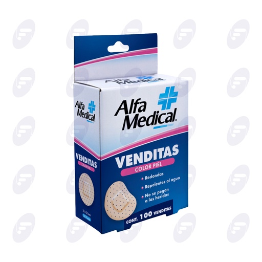 [155528] VENDITAS REDONDAS ALFA MEDICAL COLOR PIEL CAJA C/100 PZ