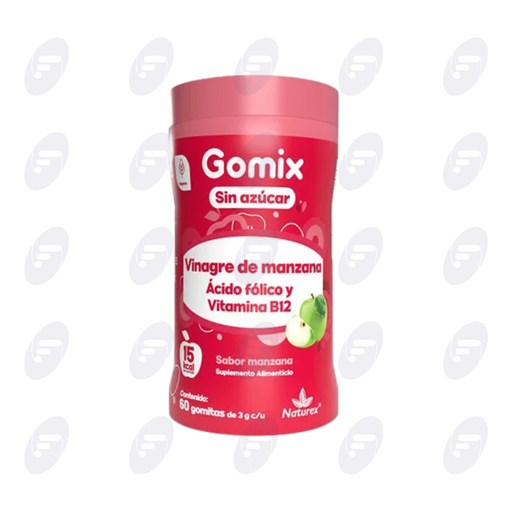 [091084] GOMIX VINAGRE DE MANZANA SIN AZUCAR FRASCO C/60 GOMITAS C/SABOR MANZANA