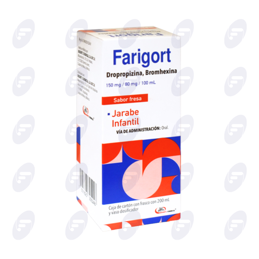 [003204] FARIGORT 150MG/80MG/100ML CAJA C/FRASCO C/200 ML JARABE INFANTIL SABOR FRESA