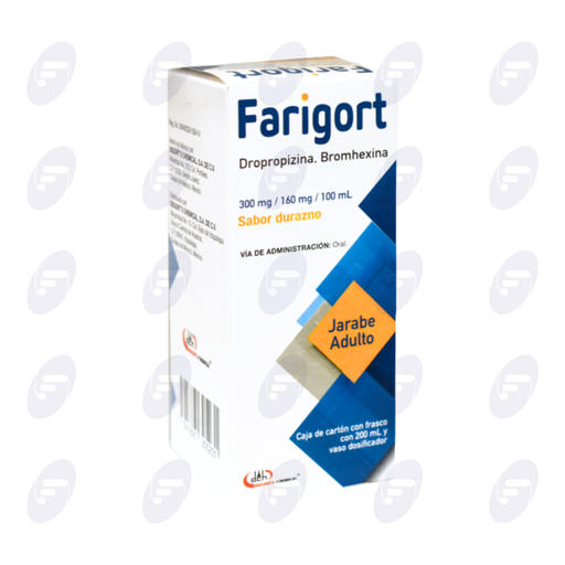 [003205] FARIGORT 300MG/160MG/100ML CAJA C/FRASCO C/200 ML JARABE ADULTO SABOR DURAZNO